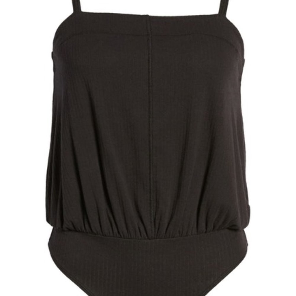 NEW! FREE PEOPLE NTIMATELY marissa ribbed rib black cami bodysuit shirt top tee - Picture 3 of 8